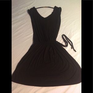 Swim coverup black dress drawstring waist med